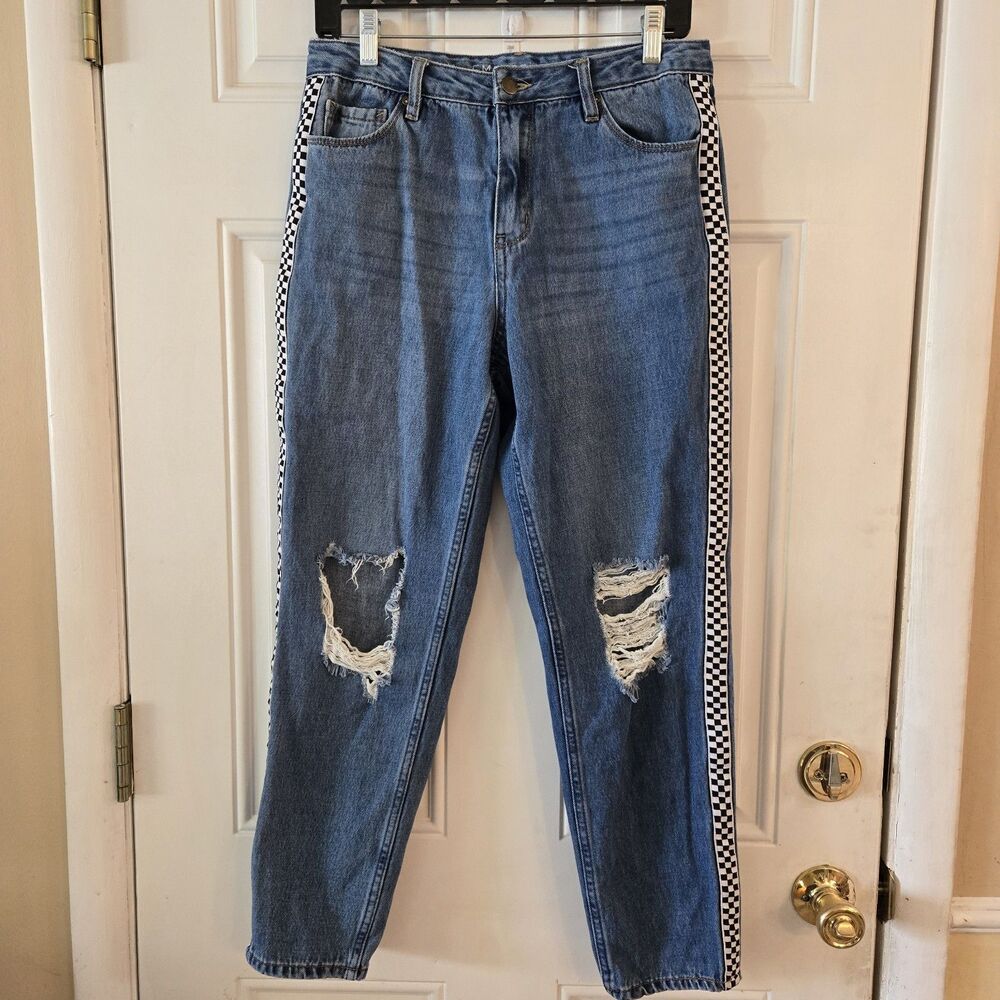 Empyre Jeans Eileen Checkered Size 7 Zumiez Distressed Y2K Wide Leg Skater Denim